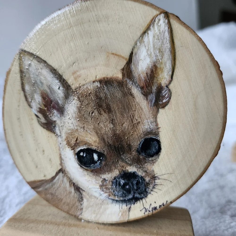 Handpainted Wooden Tile Chihuahua. Perfect Gift For a Dog Lovers. Home Decor. - Picture 2 of 6